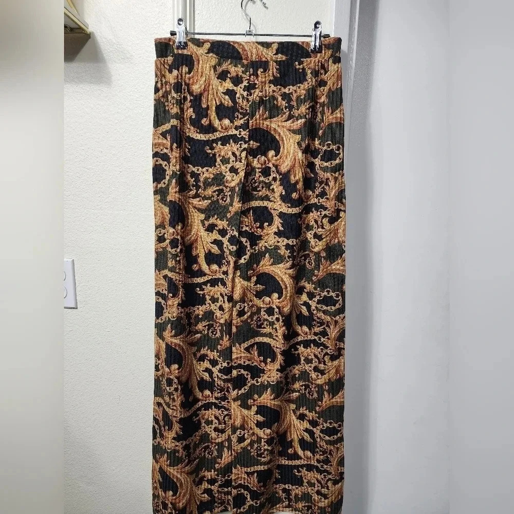 ZARA Wide-Leg Gold Chain Mob Wife Pull On Pants - Size Small - Picture 7 of 8